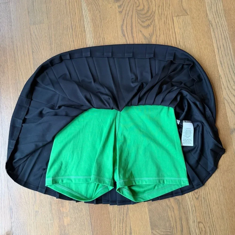 NWT Lacoste Pleated Tennis Skirt Black White Green Logo Waistband 38 / 8 Small_7